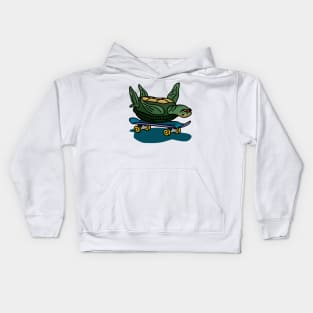 Skateboarding Turtle Upside Down Kids Hoodie